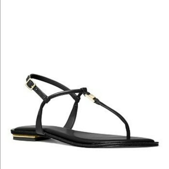 Michael Kors Shoes - Michael Kors Fanning T Strap Flat Sandals Black -7.5